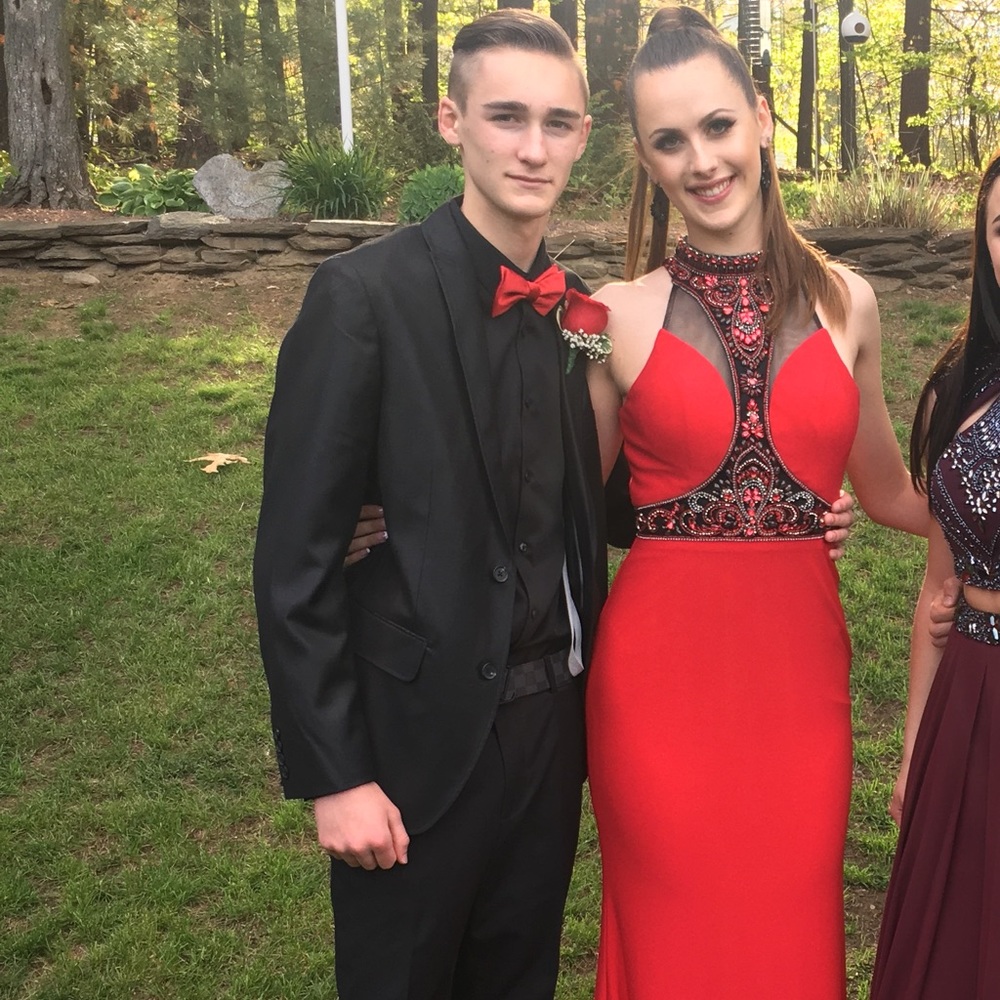 RED DESIGNER PROM DRESS